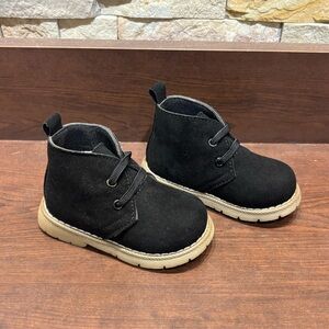 Toddler size 3 black suede leather boots. NEW IN BOX!